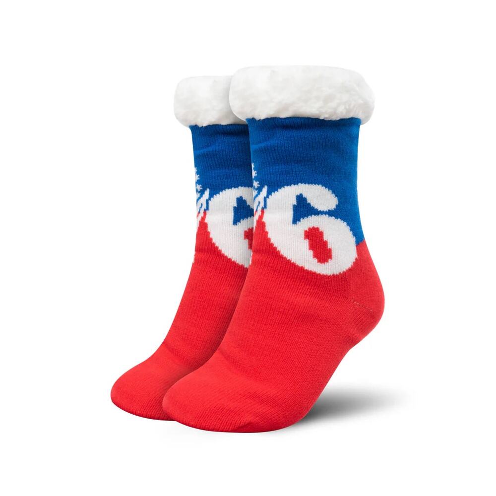 NBA 76ers Slipper Socks Philadelphia Logo Tall Footy Navy L New Series Soft